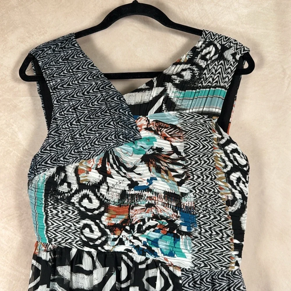 Harlyn Maxi Dress Mix Print Block Artsy Modern Romance Wedding Guest Party Med - Picture 6 of 16